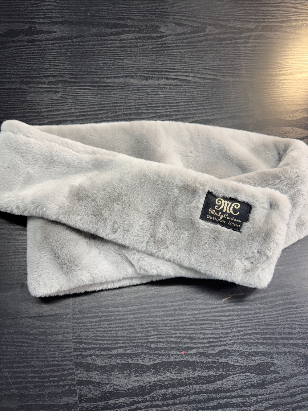 MC Plush Faux-Fur Gray Designer Scarf Wrap